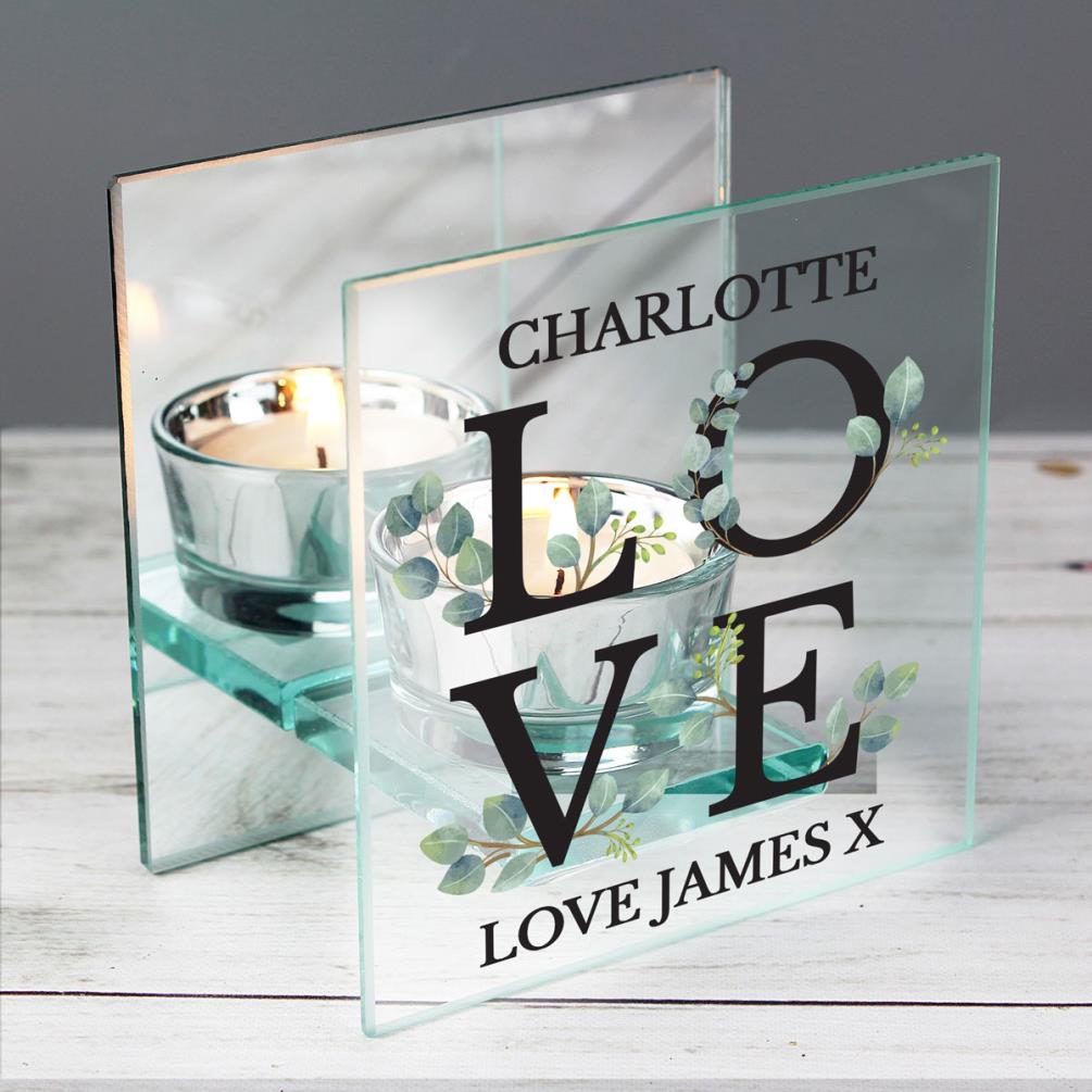 Personalised Botanical Mirrored Glass Tea Light Holder Extra Image 3